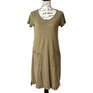 Eileen Fisher Striped Dress With Pockets Hemp Organic Cotton Womens Size XS